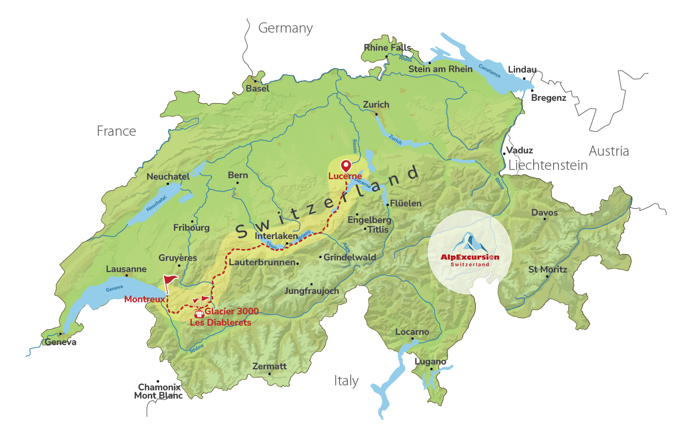 Glacier 3000 & Montreux on a Private Day Trip from Lucerne
